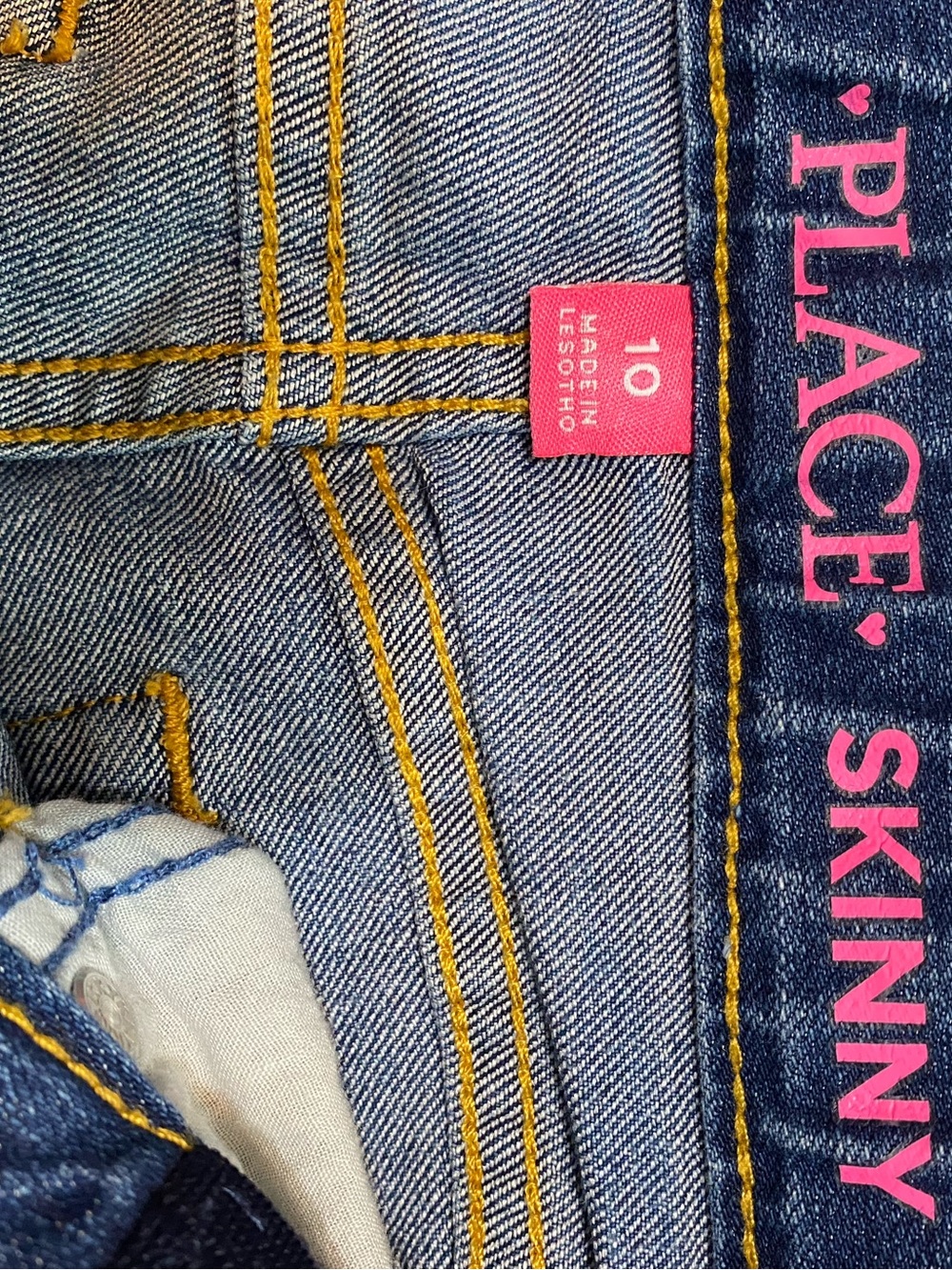 Place Girls' Skinny Jeans in Medium Blue with Pink Logo